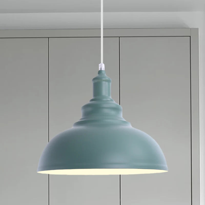 Stylish Bowl Pendant Lamp – Pink & Yellow Metal Fixture