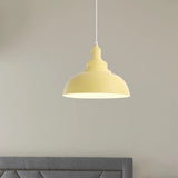 Stylish Bowl Pendant Lamp – Pink & Yellow Metal Fixture