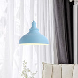 Stylish Bowl Pendant Lamp – Pink & Yellow Metal Fixture