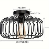 Modern Black Metal Round Lampshade Ceiling Light
