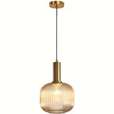 Striped Glass Semi-Flush Ceiling Fixture