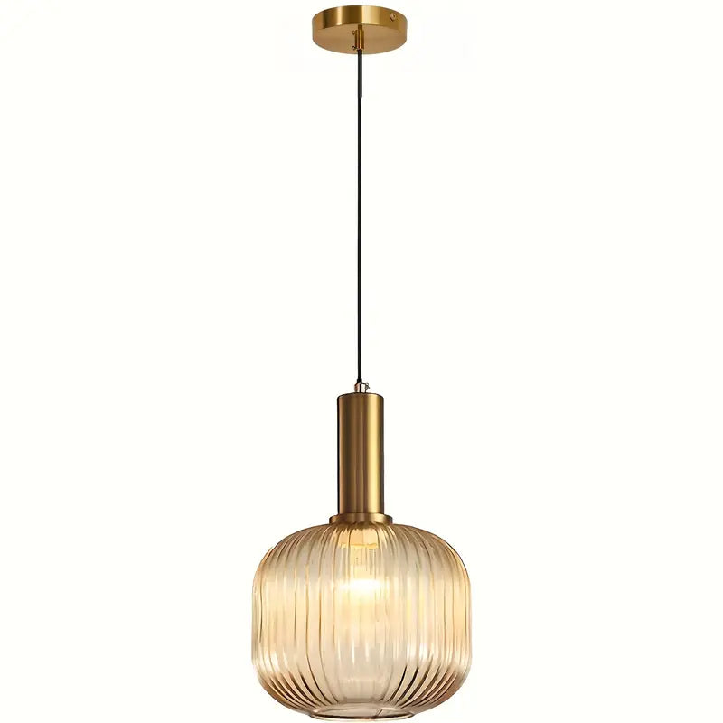 Striped Glass Semi-Flush Ceiling Fixture