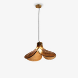 Vintage Copper Brown Pendant Lamp with Flower Glass Design