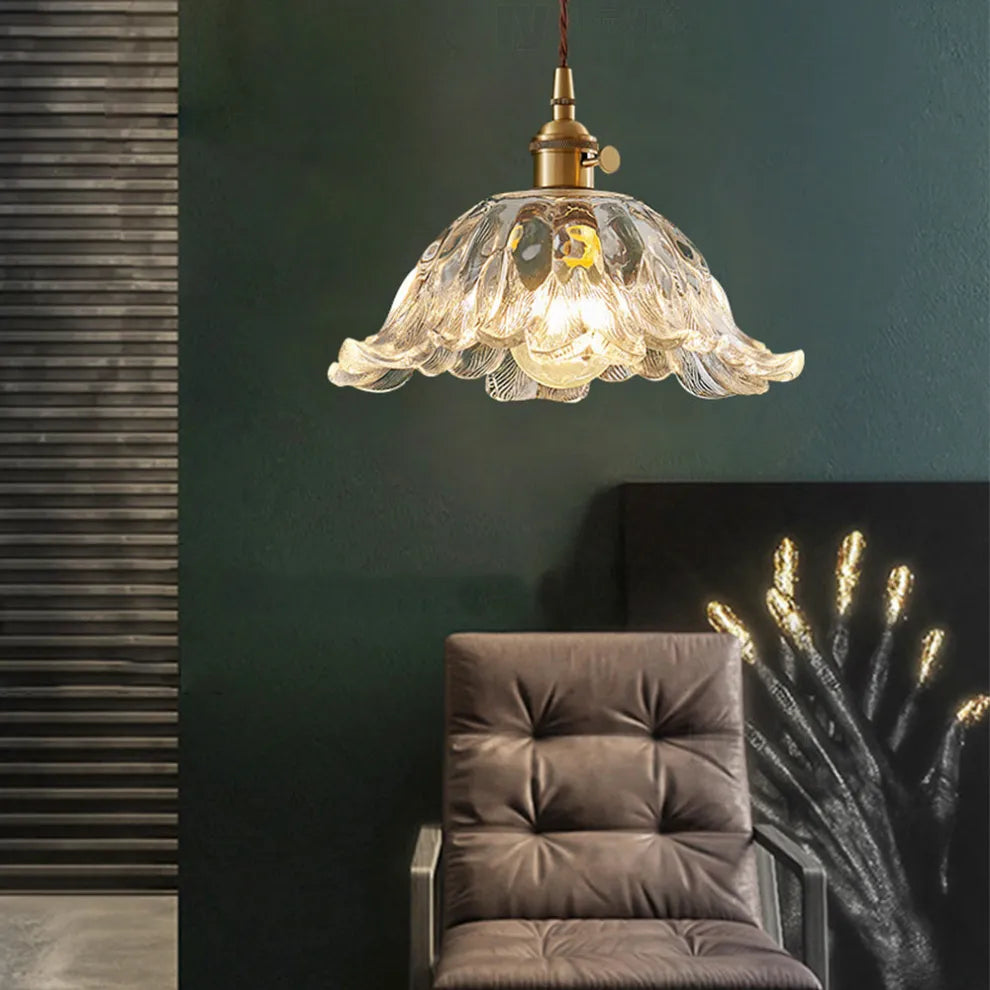 Classic Vintage Flower Glass Pendant Light