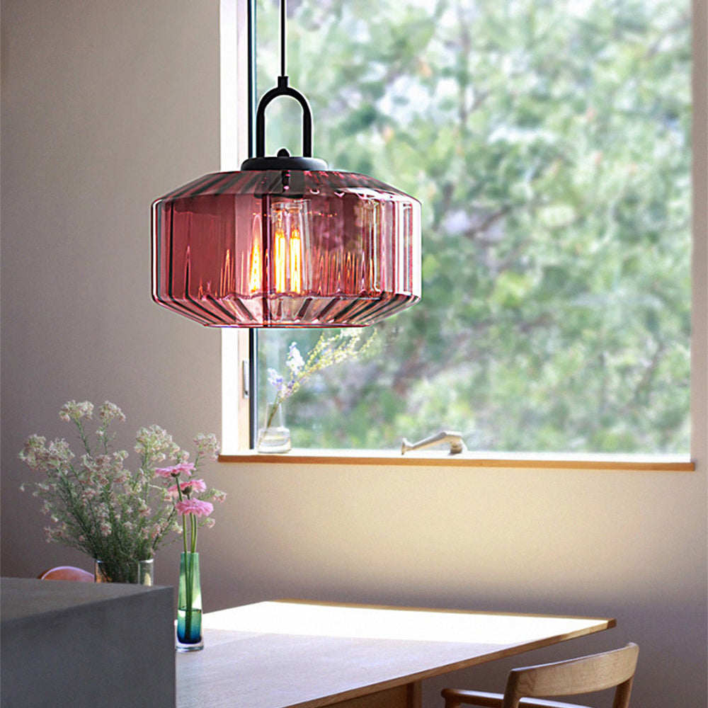 Tyalez Mid Century Striped Glass Pendant Light