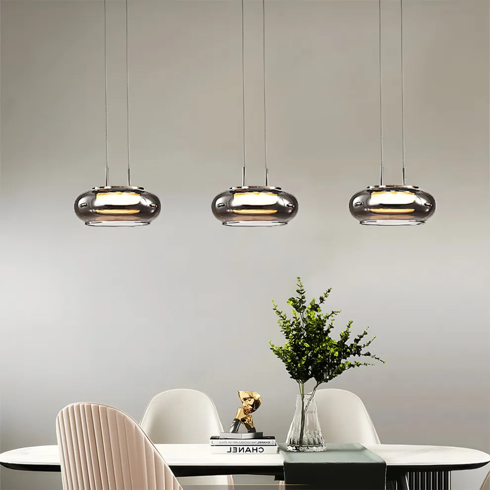 Modern Glass Disc LED Pendant Light – Minimalist Ceiling Fixture