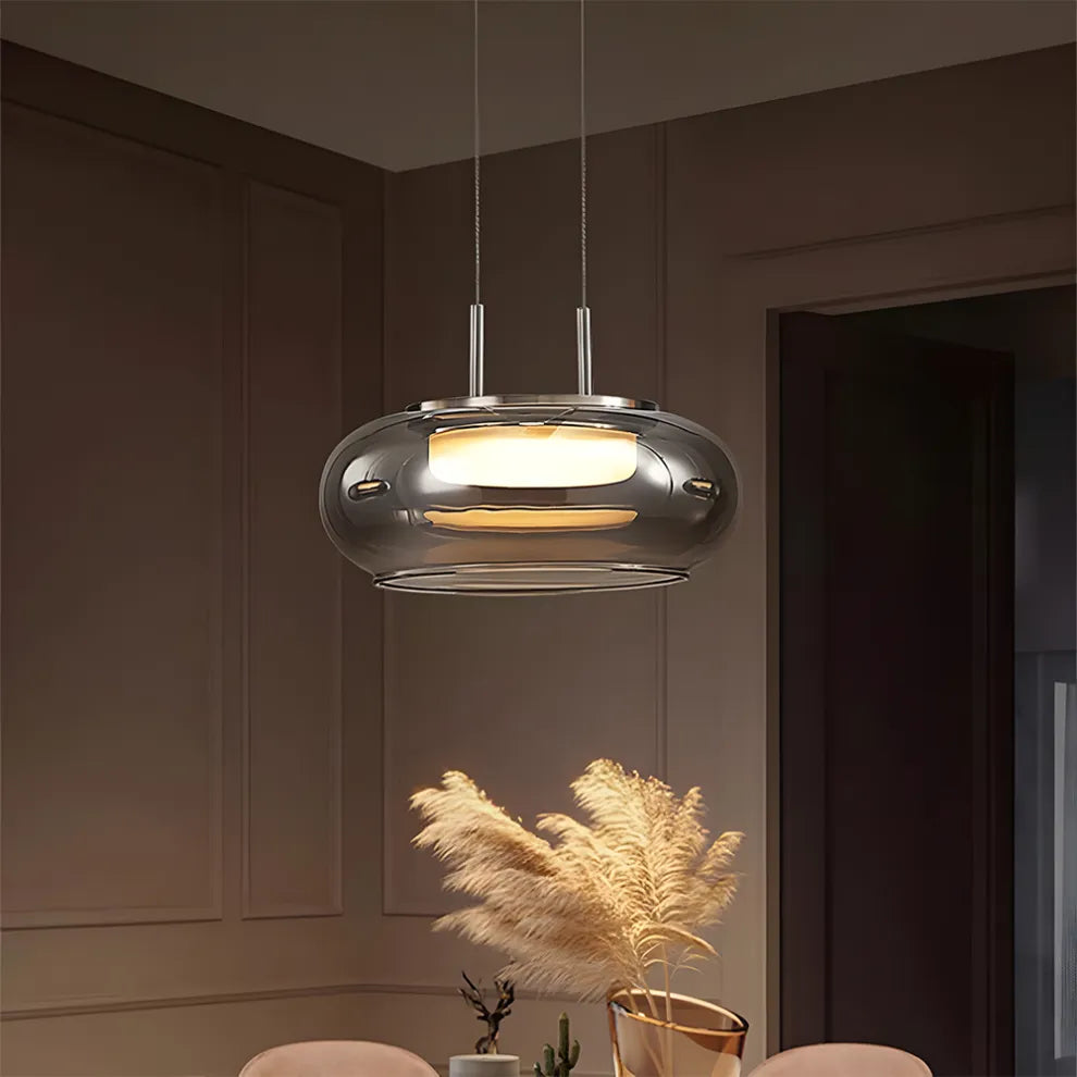 Modern Glass Disc LED Pendant Light – Minimalist Ceiling Fixture