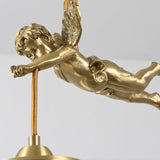 Vintage French Full-Brass Crystal Angel Chandelier