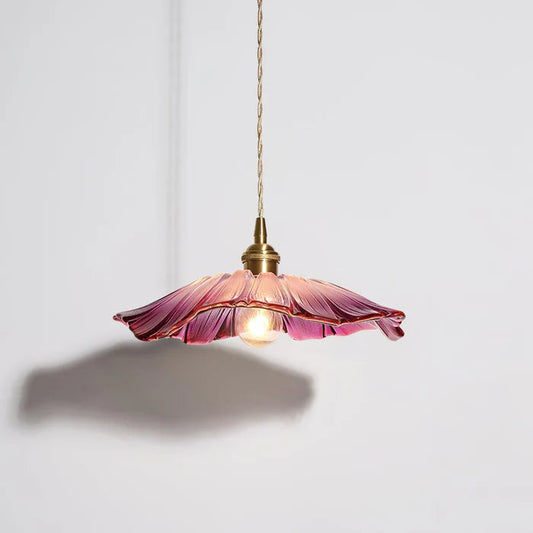 Tyalez Retro Lotus Leaf Shape Glass Pendant Lamp