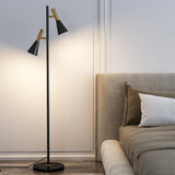 Tyalez Creative Adjustable Two Heads Black Floor Lamp