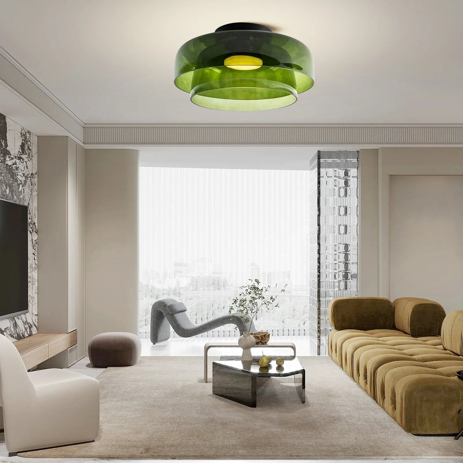 Tyalez Creative Multi-Layer Stained Glass Ceiling Light