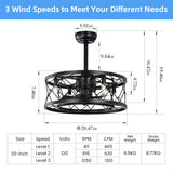Tyalez Modern Black Flush Living Room Ceiling Fan With Light And Remote