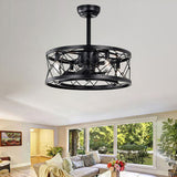Tyalez Modern Black Flush Living Room Ceiling Fan With Light And Remote