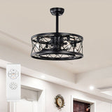 Tyalez Modern Black Flush Living Room Ceiling Fan With Light And Remote