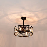 Tyalez Vintage Rope Semi Flush Living Room Ceiling Fan With Light And Remote