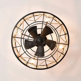 Tyalez Vintage Rope Semi Flush Living Room Ceiling Fan With Light And Remote