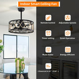 Tyalez Vintage Rope Semi Flush Living Room Ceiling Fan With Light And Remote