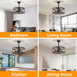 Tyalez Vintage Rope Semi Flush Living Room Ceiling Fan With Light And Remote