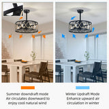 Tyalez Vintage Rope Semi Flush Living Room Ceiling Fan With Light And Remote