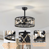 Tyalez Vintage Rope Semi Flush Living Room Ceiling Fan With Light And Remote