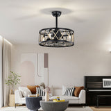 Tyalez Vintage Rope Semi Flush Living Room Ceiling Fan With Light And Remote