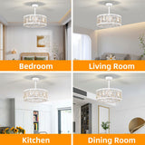 Tyalez Vintage Rope Semi Flush Living Room Ceiling Fan With Light And Remote