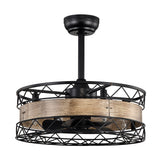 Tyalez Modern Round Cage Ceiling Fan With Light And Remote