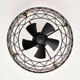 Tyalez Modern Round Cage Ceiling Fan With Light And Remote