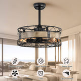 Tyalez Modern Round Cage Ceiling Fan With Light And Remote