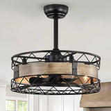 Tyalez Modern Round Cage Ceiling Fan With Light And Remote