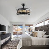 Tyalez Modern Round Cage Ceiling Fan With Light And Remote