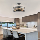 Tyalez Modern Round Cage Ceiling Fan With Light And Remote