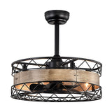 Tyalez Modern Round Cage Ceiling Fan With Light And Remote