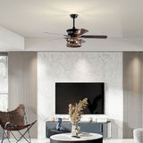 Tyalez Retro Minimalist Metal Ceiling Fan With Light And Remote