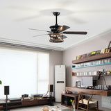 Tyalez Retro Minimalist Metal Ceiling Fan With Light And Remote