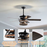 Tyalez Retro Minimalist Metal Ceiling Fan With Light And Remote
