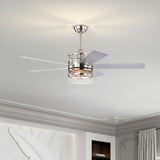 Minimalist Silver Large Ceiling Fan With Light And Remote