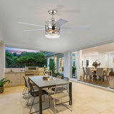 Minimalist Silver Large Ceiling Fan With Light And Remote