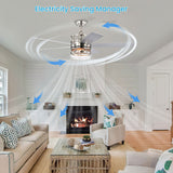 Minimalist Silver Large Ceiling Fan With Light And Remote