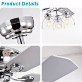 Tyalez Nordic Glass Shade Ceiling Fan With Light And Remote