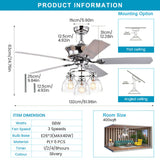 Tyalez Nordic Glass Shade Ceiling Fan With Light And Remote