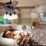Tyalez Nordic Glass Shade Ceiling Fan With Light And Remote