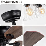 Tyalez Nordic Glass Shade Ceiling Fan With Light And Remote