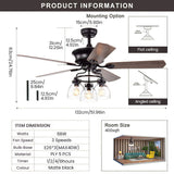 Tyalez Nordic Glass Shade Ceiling Fan With Light And Remote