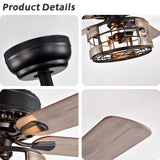 Tyalez Scandinavian Bedroom Black Ceiling Fan With Light And Remote