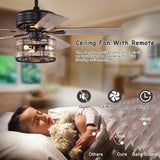 Tyalez Scandinavian Bedroom Black Ceiling Fan With Light And Remote