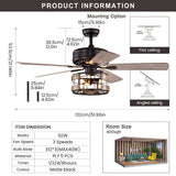 Tyalez Scandinavian Bedroom Black Ceiling Fan With Light And Remote
