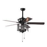 Tyalez Classic Metal Mesh Black Ceiling Fan With Light And Remote