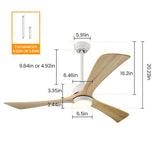 Simple Wooden Ceiling Fan With LED Light And Remote