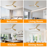 Simple Wooden Ceiling Fan With LED Light And Remote